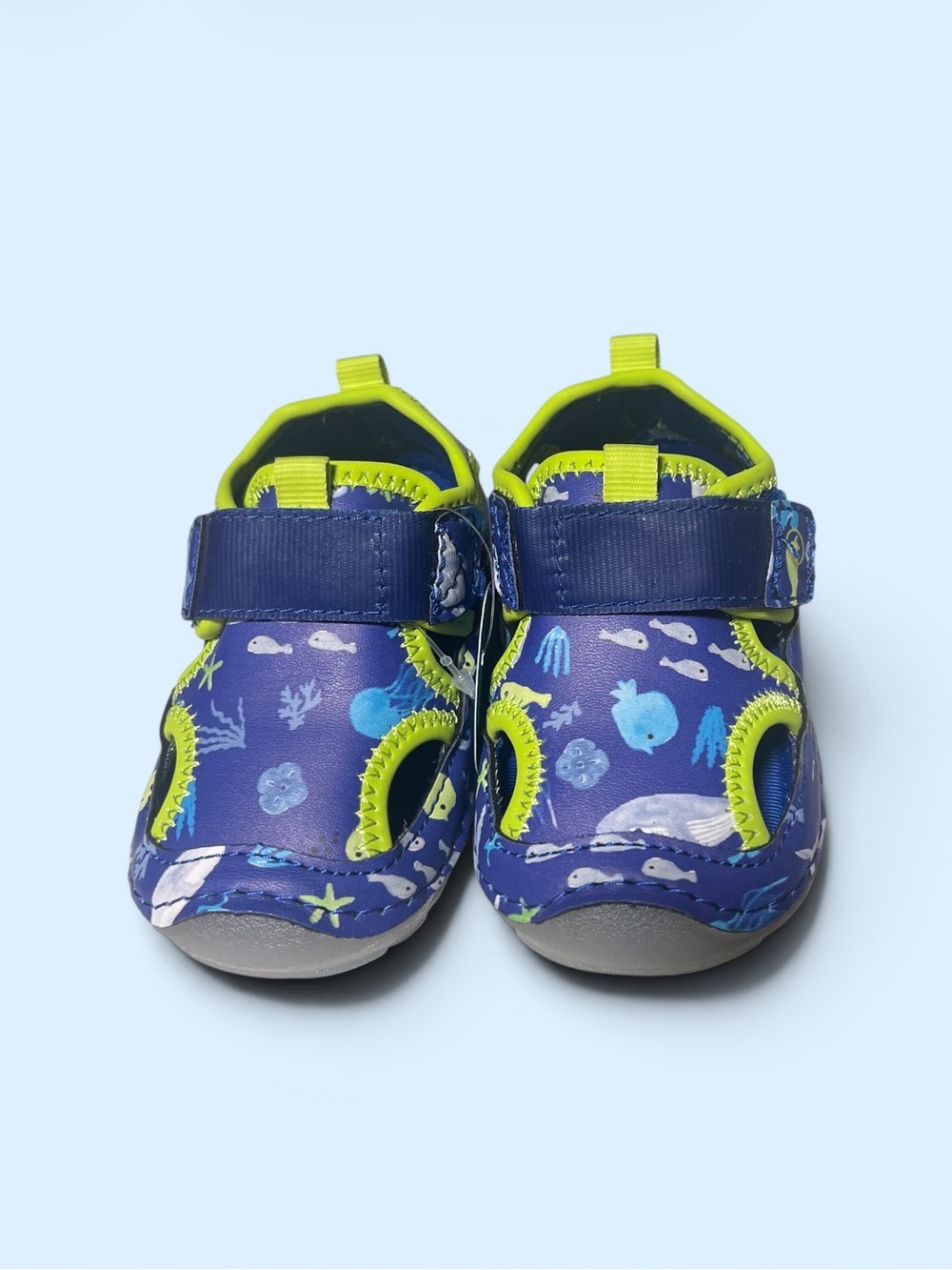 Stride Rite Navy & Lime Ocean Print Kids Water Shoes